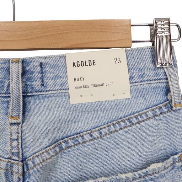 NWT Agolde Riley High-Rise Straight Crop Jeans In Shatter Light Wash Size 23 - Picture 5 of 8